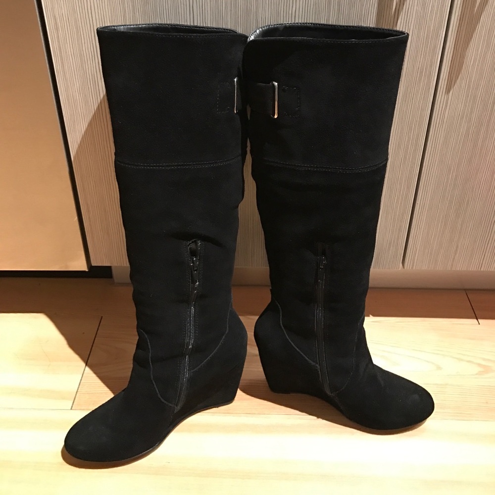 OBO Black wedge tall dress boots - Picture 3 of 4